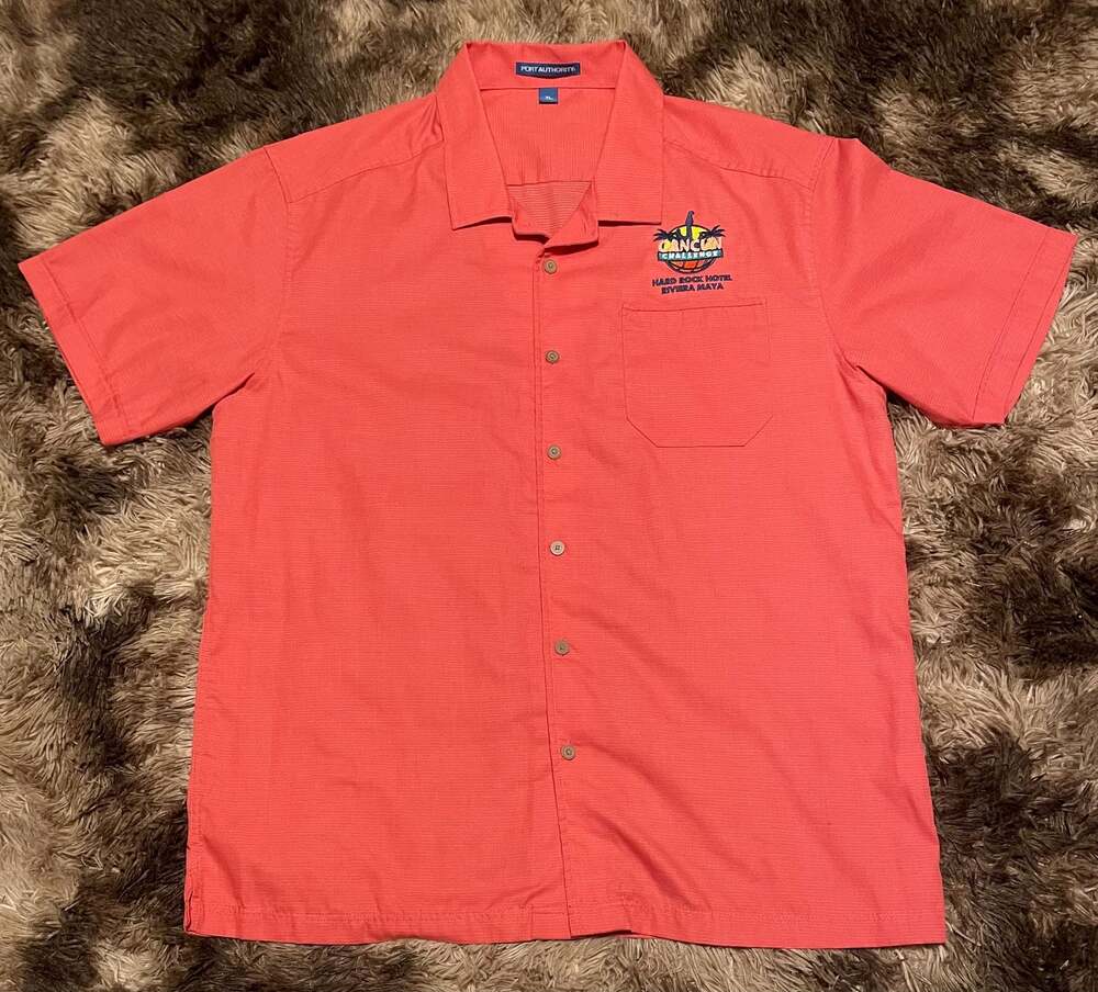 Vintage rare Hard Rock Hotel Cancun challengeCoral Camp Shirt Men's XL